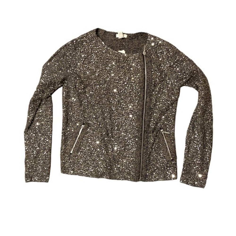 Chico’s gray sequined sweater chicos size 0 regular size 4 nwt
